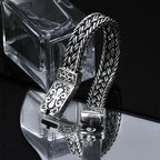 Powerful S925 pure silver vintage pattern woven bracelet, suitable for both men and women, fashionable jewelry gift for everyone Pi-Mart