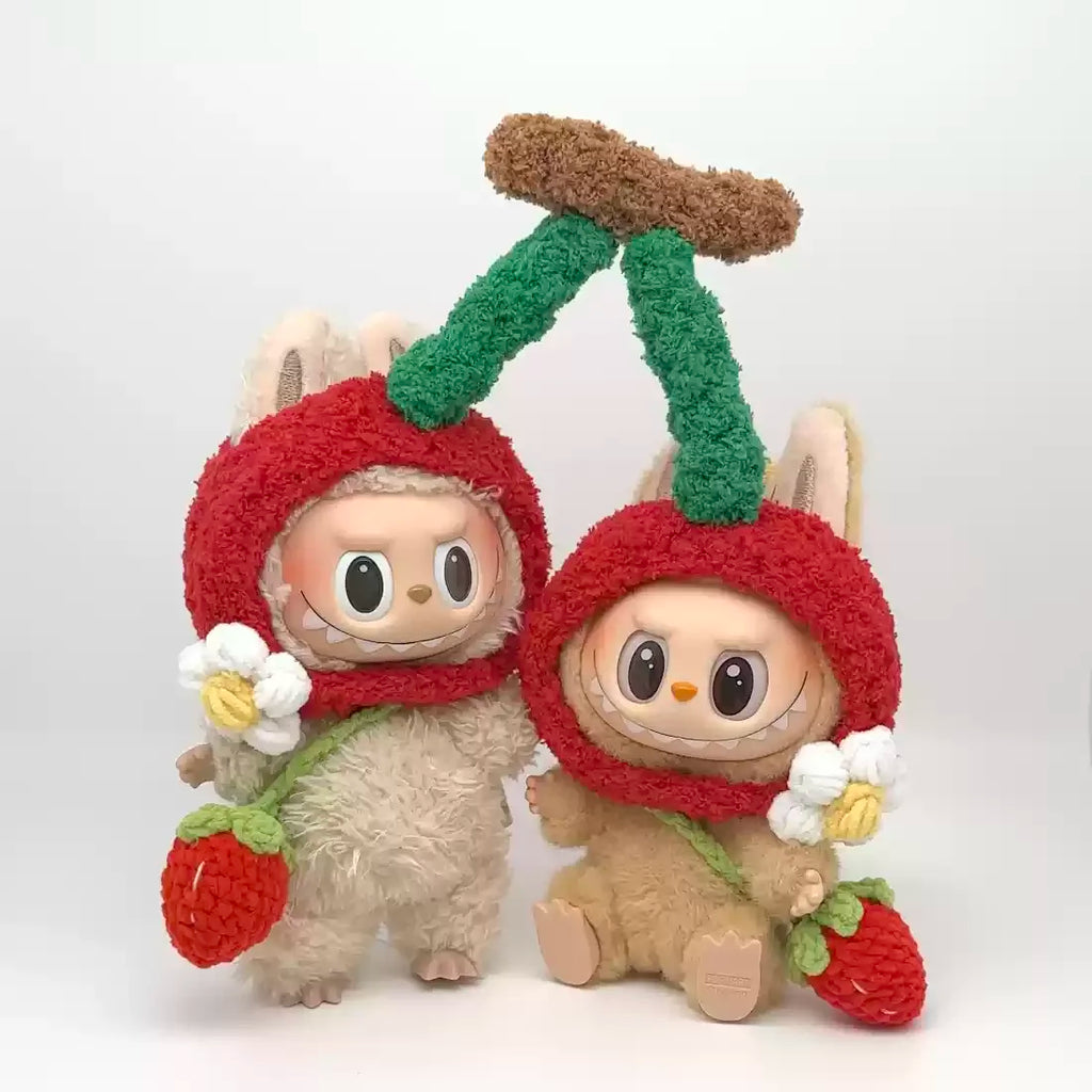 Labubu doll pendant, rubber doll clothes, rabubu v2v1 sitting party head cover hat heartbeat macaron 17cm 15CM Lootquake LLC