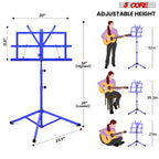 Adjustable All Metal Foldable Bookstand Portable Sheet Music Holder Blue Desktop Book Stands for Musical Instruments-MUS FLD BLU Lootquake LLC