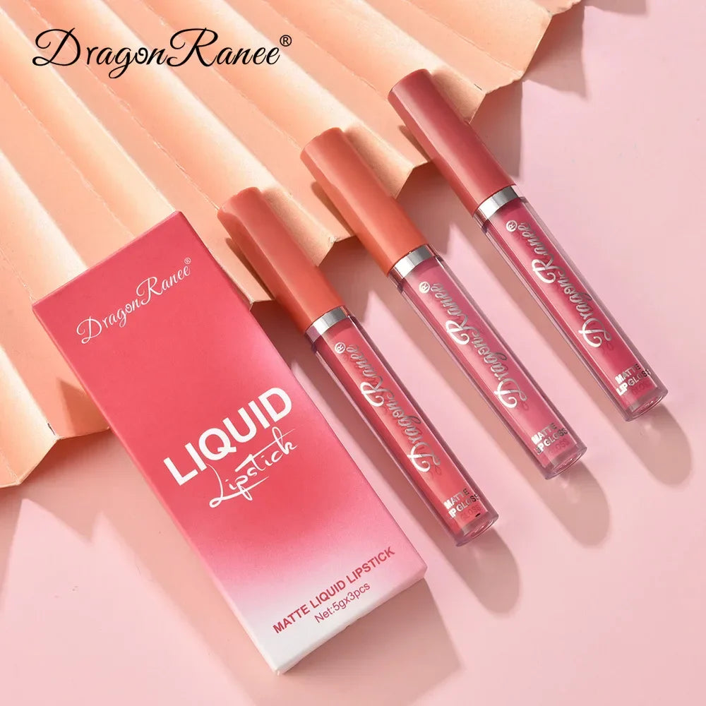 3 PCS Liquid Lipsticks Set Long Lasting Make Up For Women Korean Beauty Cosmetics Matte Lipsticks Waterproof Long lasting Lootquake LLC