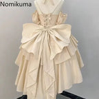 2025 Vestidos De Mujer Sweet Dresses for Women Lolita Style Fashion Japanese Robe Femme Beading Hollow Out 3D Floral Cute Dress