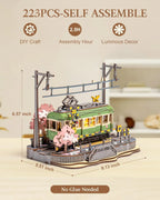 Robotime Sakura Journey Tram 3D Wooden Puzzles with LED Lights Home Decor Gift for Adults Women Girls Lootquake LLC