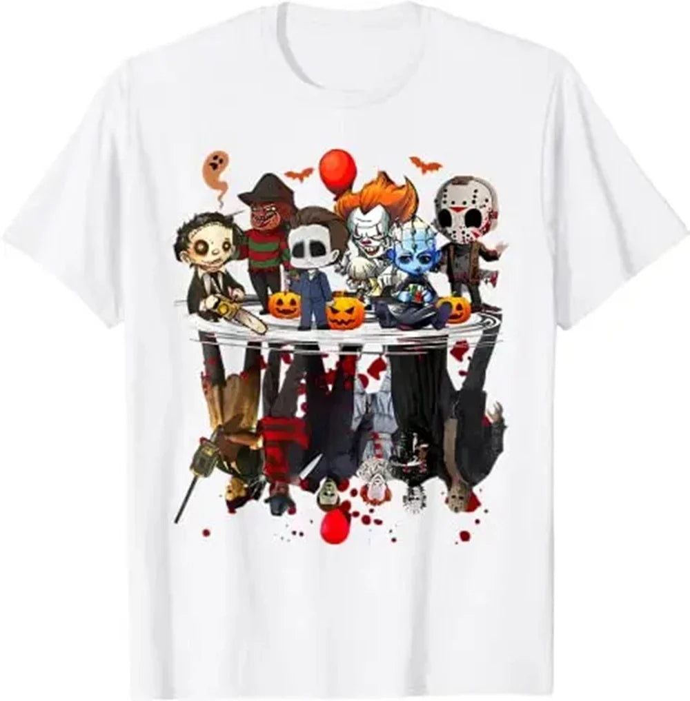 Horror Movies Character Halloween Costume Gift T-Shirt Gothic Style Graphic Tee Top Short Sleeve Blouses for Kids Adult 61323 Lootquake LLC