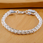 Fashion charm 925 Sterling Silver Bracelet for man woman Twisted rope chain fine jewelry Wedding party Christmas gift Lootquake LLC