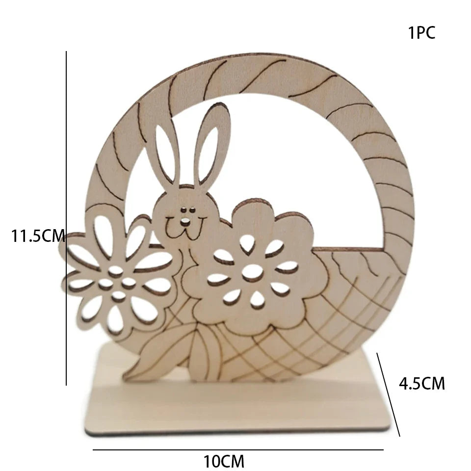 1pc Easter Wooden Egg Ornament Hollowed Rabbit Crafts For Easter Home Table Decorations Kids Handmade DIY Painting Gifts Supply Lootquake LLC