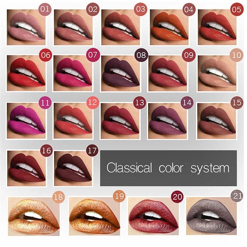 Waterproof Nude Matte Velvet Glossy Lip Gloss Lipstick Lip Balm Sexy Red Lip Tint 21 Colors Women Fashion Makeup Christmas Gifts Lootquake LLC