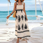 Summer Holiday Dress Women Casual Sleeveless A-Line Party Long Dress Boho Casual Sleeveless Party Dress 2024