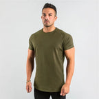 Cotton Plain Tops Tees Fitness Mens THRIXINE