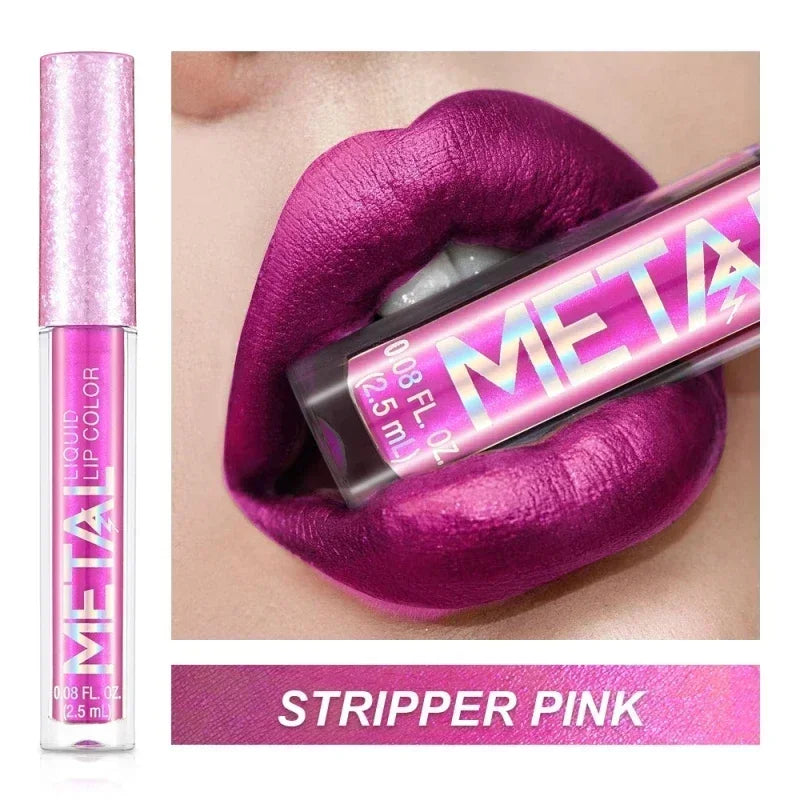Metallic Matte Liquid Lipstick Waterproof Long Lasting Non-Stick Cup Matte Shimmer Glitter Lip Gloss Women Lips Makeup 12 Colors Lootquake LLC