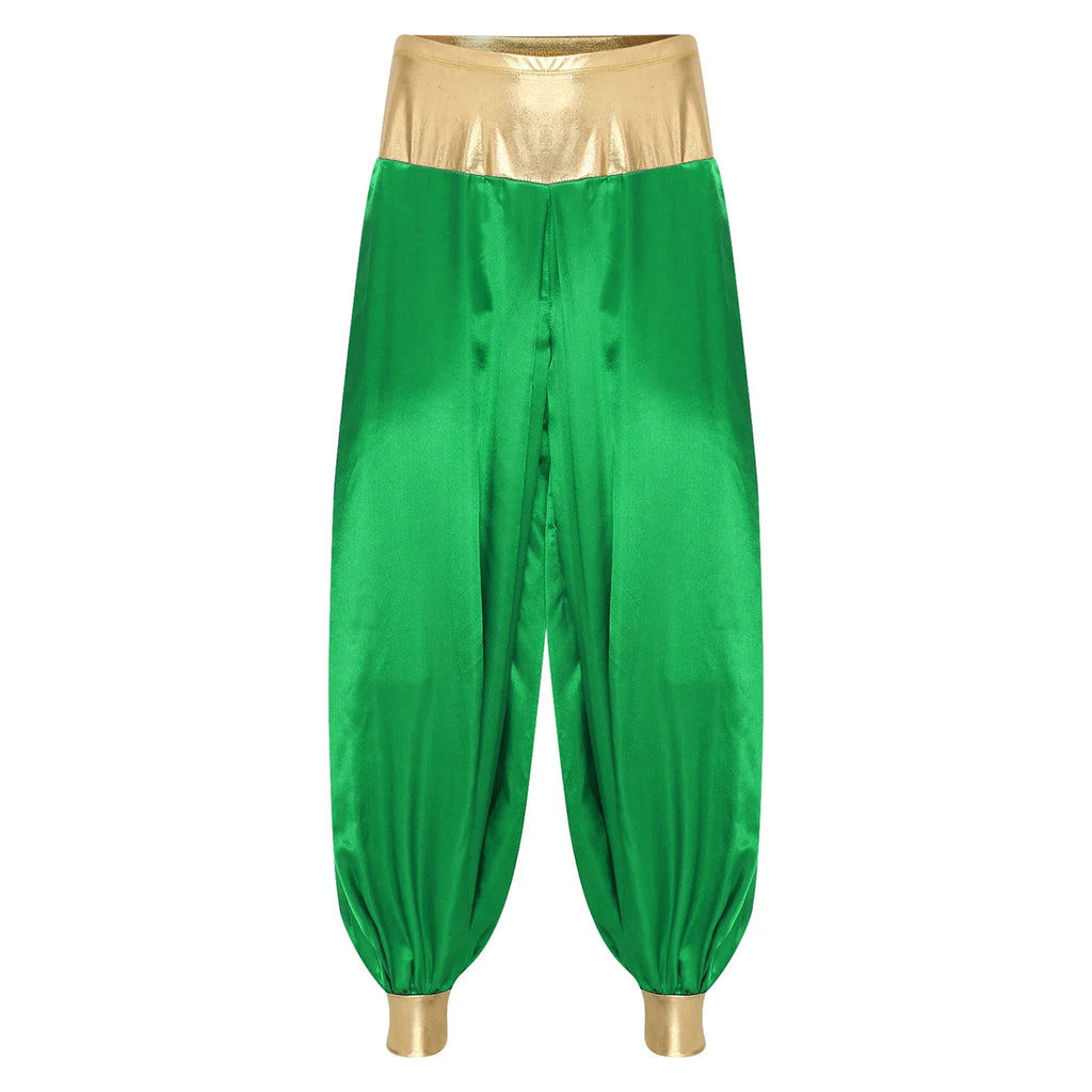 Halloween Men Arabian Indian Prince Cosplay Costume Stain Shiny Harem Trousers Arab Costume Carnival Dress Up Lantern Long Pants Lootquake LLC