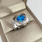 Men Ring Adjustable Top Grade Crystal Oval Ring Silver 925 Male Finger Accessories Boyfriend Engagement Accessories Lootquake LLC