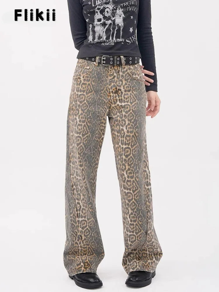 Y2k Vintage Leopard Print Loose Women Jeans Autumn New Classic Straight High Waist Slim Casual Fashion Female Jeans 2024 New Lootquake LLC