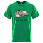 Need More Sleep Cartoons Bear Men Tshirt Street T-Shirts Hip Hop Unisex Tops Fashion Cotton Clothes Casual Breathable T Shirt