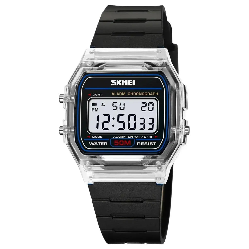 SKMEI Transparent TPU Strap Ladies Wristwatch Shockproof Back Light Display Stopwatch Digital Watches Women 2056 reloj mujer