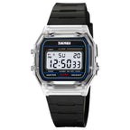 SKMEI Transparent TPU Strap Ladies Wristwatch Shockproof Back Light Display Stopwatch Digital Watches Women 2056 reloj mujer