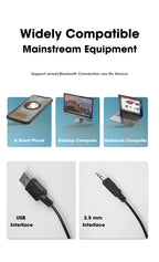 Salange Bluetooth Speaker USB Wired 3.5mm Port Sound Bar for PC Game Console Smartphone Laptop Tablet Black Desk Set Long Lootquake LLC