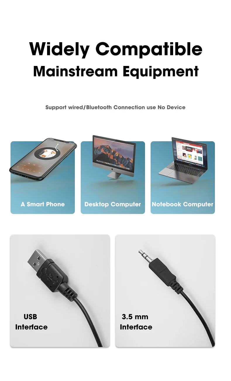 Salange Bluetooth Speaker USB Wired 3.5mm Port Sound Bar for PC Game Console Smartphone Laptop Tablet Black Desk Set Long Lootquake LLC