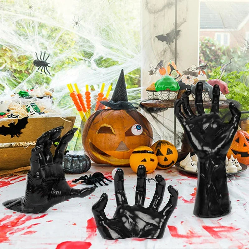 Halloween Decorations 3 Pack Wall Mounted Lighted Candles Creepy Reaching Hands Life Size Gothic Horror Decor Candelabras