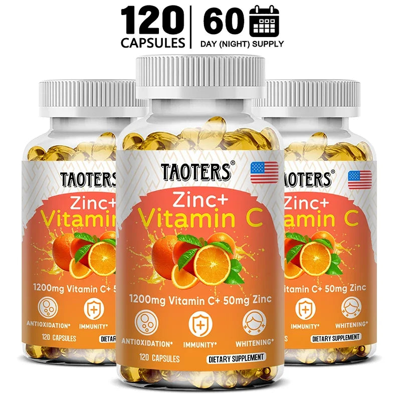 Taoters Vitamin C + Zinc Supplement - High Absorption - Immune System, Skin Health Vitamins - Antioxidant Supplement Lootquake LLC