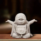 Chinese Style Fat Smiling Buddha Ornament Green Sandstone Cartoon Buddha Sculpture Buddha Statue Hand Carved Lootquake LLC