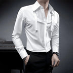 Fashion Unique Suspender Design Long-Sleeved Shirt Mens High-End 2024 Autumn New Trend Casual Solid Color Y2k Mens Shirt Lootquake LLC