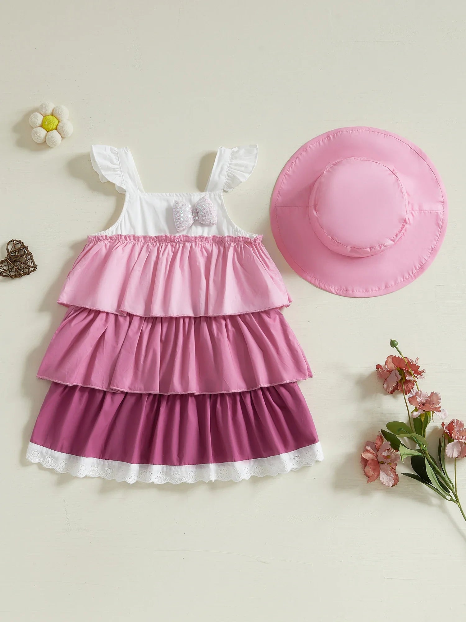 Baby Girl 2-Piece Summer Set Sleeveless Floral Print Dress Matching Sun Hat Toddler Outfit Beach Clothes Lootquake LLC