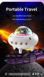 New Mini Computer Speaker Portable Bluetooth Speaker RGB LED Light UFO Spaceship Audio Wireless Speaker Best Gift Support TF