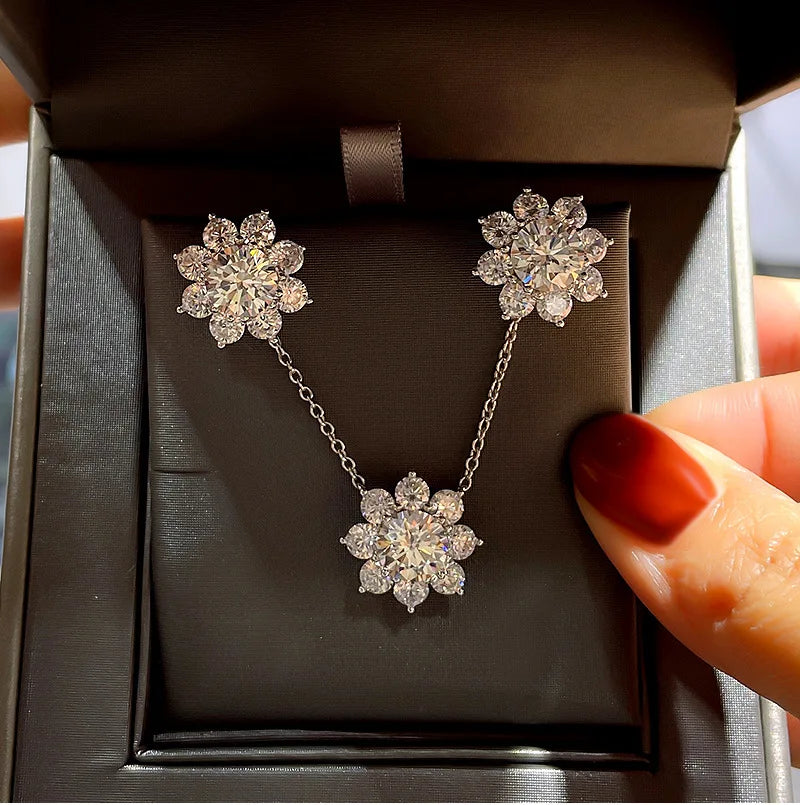 COSFIX Moissanite Necklace For Women 1 CT D Color VVS1 Excellent Cut Round Diamond Sunflower Pendant Necklace 925 Silver Jewelry Lootquake LLC