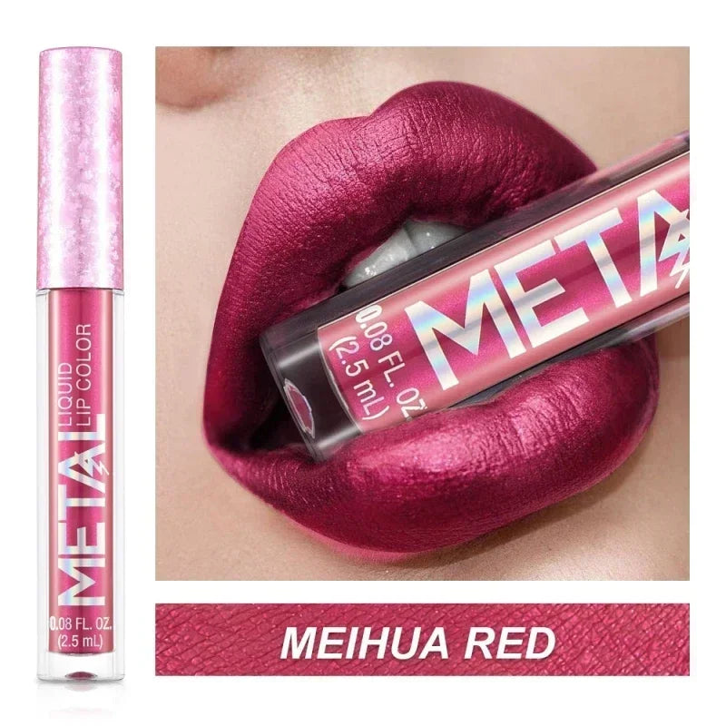 Metallic Matte Liquid Lipstick Waterproof Long Lasting Non-Stick Cup Matte Shimmer Glitter Lip Gloss Women Lips Makeup 12 Colors Lootquake LLC