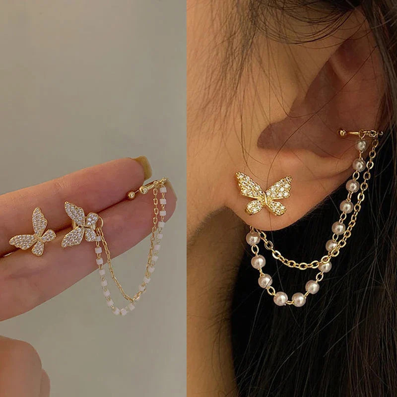LATS Gold Color Leaves Ear Cuffs, Black Non-Piercing Ear Clip Earrings for Women & Men Lootquake LLC