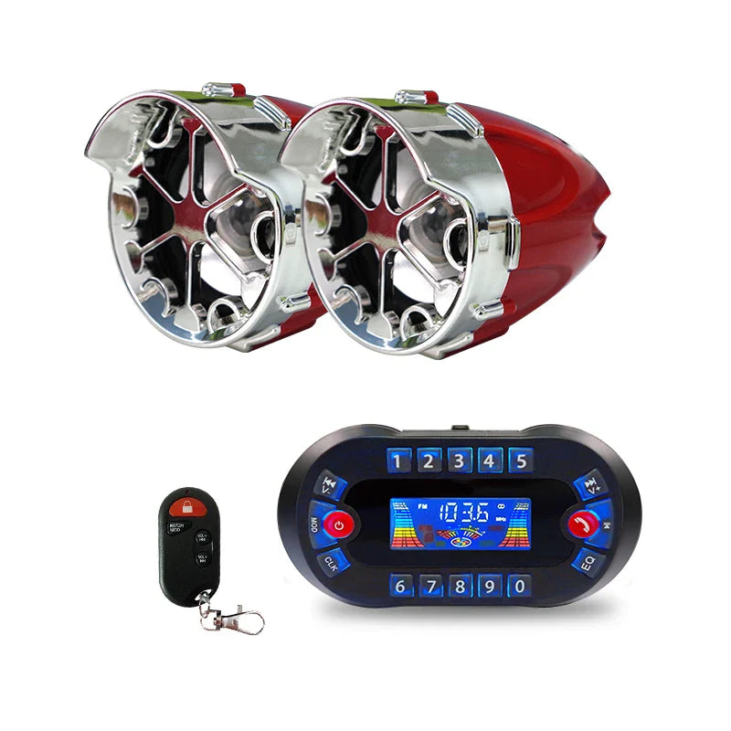Motorcycle Bluetooth Speaker Amplifier Output 2.1A Music MP3 Player Burglar Alarm Siren USB Stereo Loud Speaker FM Radio MT730 Lootquake LLC