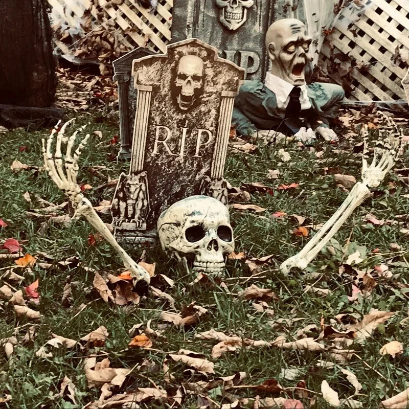 2025 Halloween Decoration Scary Skull Skeleton Hand Bone Realistic Skull Pile Yard Lawn Pile Garden Cemetery Home Decor Lootquake LLC