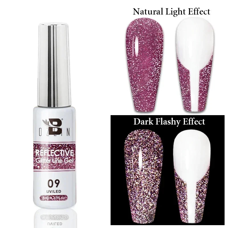 5ML Gold Silver Metallic Liner Paint Gel Polish Chrome Mirror Metal Effect Super Bright French UV LED Semi Permanent Nail Gel Lootquake LLC