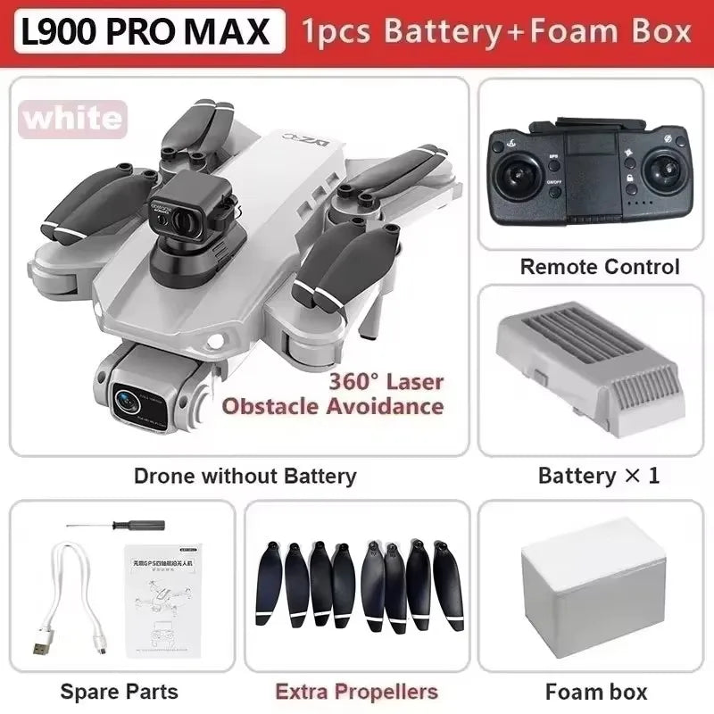 L900 Pro MAX GPS Drone 4K Professional HD Dual Camera 5G Wifi 360° Obstacle Avoidance Brushless Foldable Quadcopter RC Drone Toy