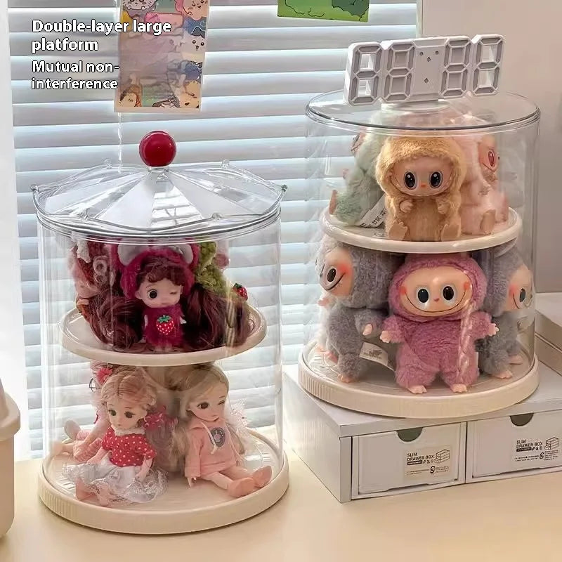 Labubu Rotating Display Box, Transparent Acrylic, Plush Doll Hand-Made Dust-Proof Labubu Pendant Storage Box. Lootquake LLC