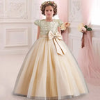 New Christmas Party Princess long dress children's dress children's gauze lace birthday party dinner ball big butterfly dress