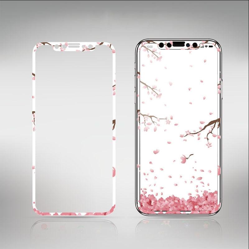 Flowers Screen Protector For iPhone 11 12 13 Pro Max Soft Edge Tempered Glass For iPhone XS MAX XR 13mini Lovely Protect Film Floral Design Tempered Glass Screen Protector For iPhone Stevvex