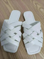 Summer Leather Flat Beach Slides Outdoor Casual  Women Slippers