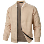 2024 Hot Selling Men's Four Seasons Waffle Full Zipper Top Men's Slim Fit Versatile Sweatshirt Men's Casual Cardigan Sweatshirt