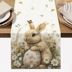 1pc Easter Bunny and Floral Egg Table Runner for Spring Holiday Home Decor, Easter Celebration Tablecloth Gift Idea Lootquake LLC