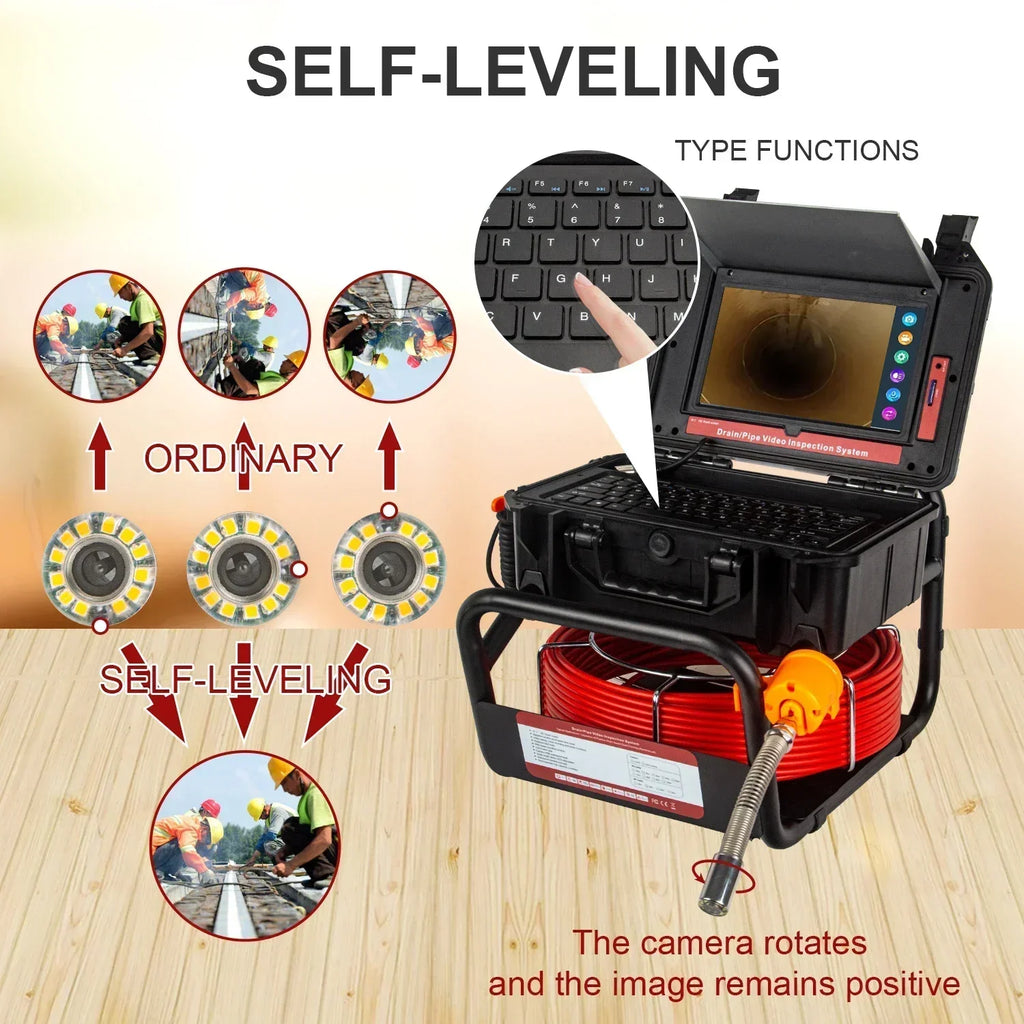 Pipe Inspection Camera 10.1inch1080P Screen,SYANSPAN Sewer Endonscope Self-Leveling 512HZ Sonde/Transmitter Meter Counter 30/50M Lootquake LLC