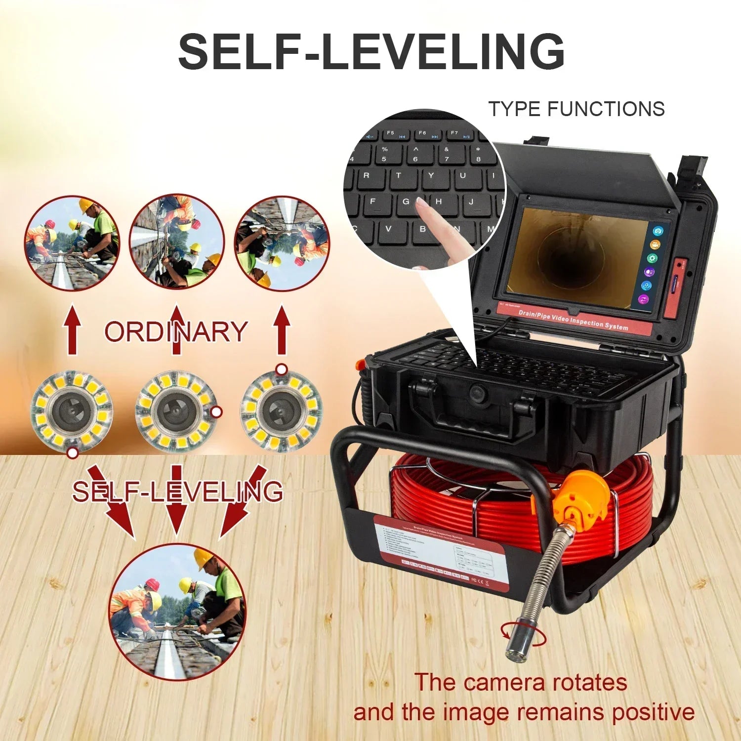 Pipe Inspection Camera 10.1inch1080P Screen,SYANSPAN Sewer Endonscope Self-Leveling 512HZ Sonde/Transmitter Meter Counter 30/50M Lootquake LLC