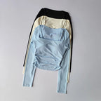 Mesh-Splice Slim Fit Yoga Top THRIXINE