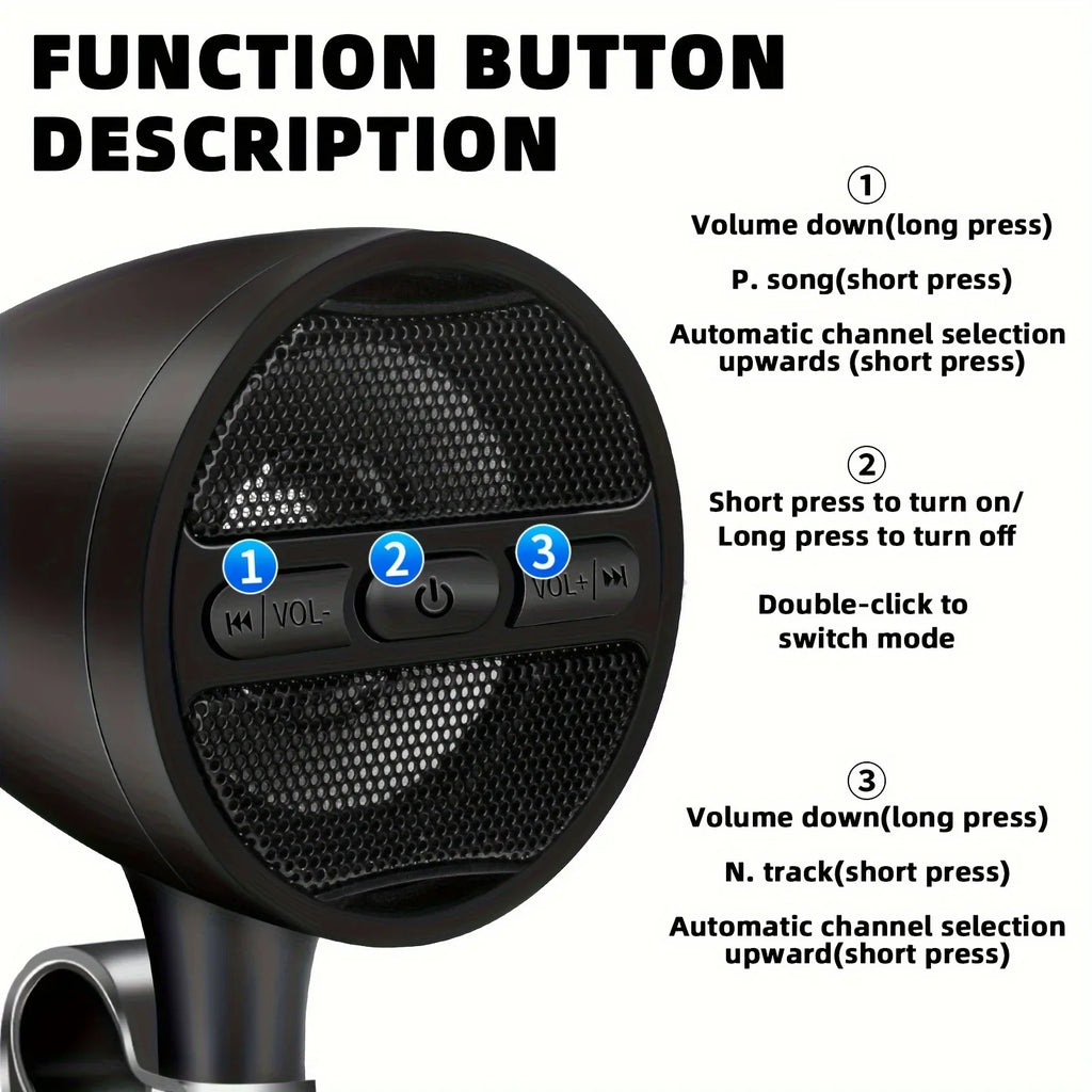 Motorcycle Bluetooth Speakers Wireless Audio System with USB, AUX, Mp3 Music Player Lootquake LLC
