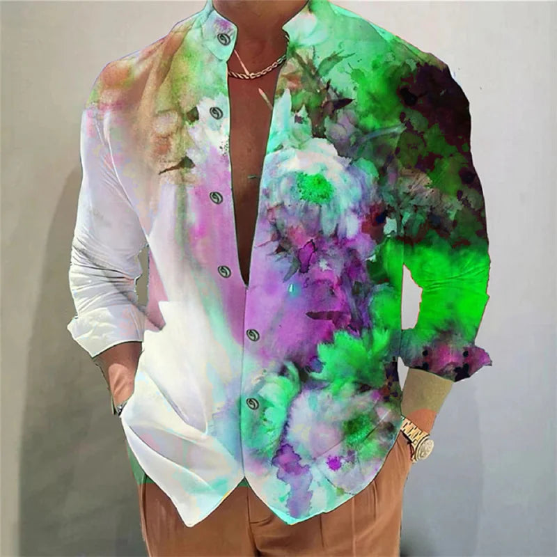 Men's shirt long-sleeved colorful fashion cardigan shirt Hawaiian 3D printed shirt XS-6XL super large size shirt soft fabric Lootquake LLC