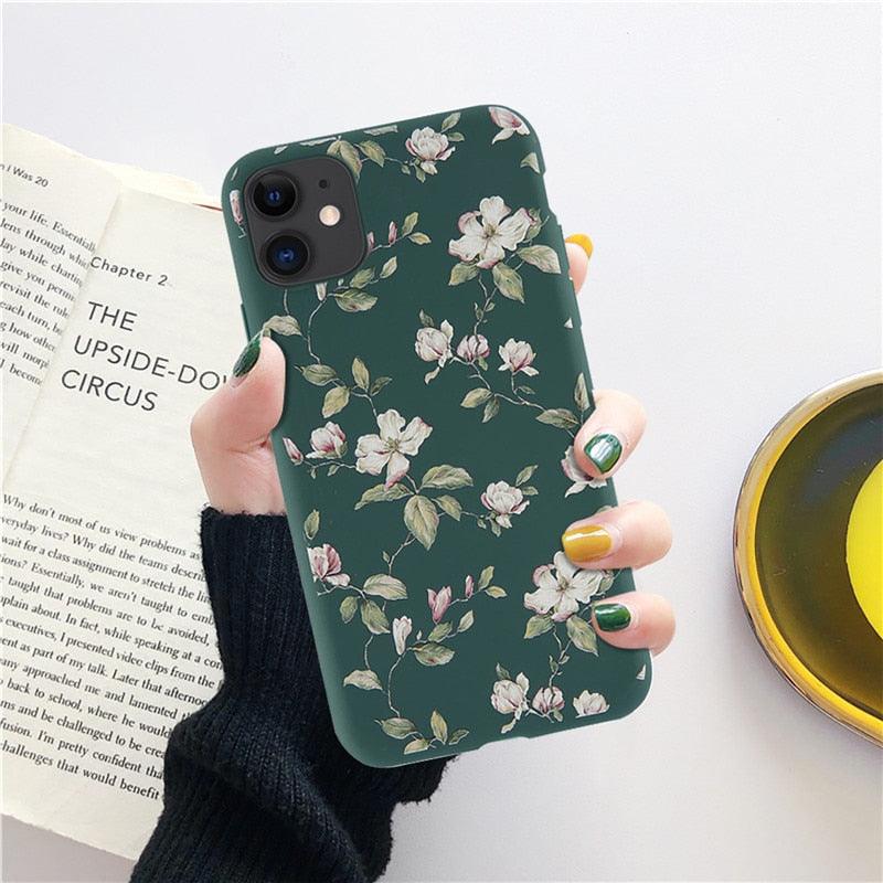 Fashion Flower Phone Case For Iphone 7 8 Plus  Iphone Xr X Xs Silicone Ultra Thin Shockproof Mobile Phone Case With Fashion Pattern Cover Stylish Beautiful Flower Pattern Colored iphone Case Stevvex