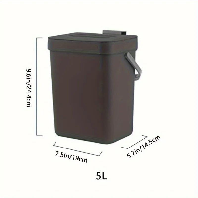 Space-Saving Quiet-Close Trash Can - 3/5L, Eco-Friendly Sealed Bin For Kitchen & Office, No Electricity Needed Lootquake LLC