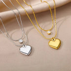 316L Stainless Steel Multilayer Heart Necklace For Women Girls Goth Gold Color Clavicle Chain Charm Choker Jewelry Birthday Gift