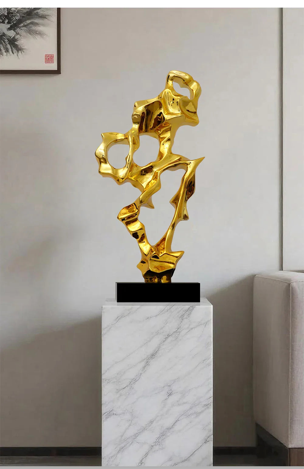 Abstract Art Sculpture Electroplating Transparent Resin Craft Model Modern Home Decor LivingRoom Office Desktop Statue Ornaments Lootquake LLC