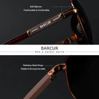BARCUR Sunglasses Retro Chic Men Fashion Oversized Pilot Style Sunglasses with Mirrored TAC Lenses Durable Stainless Steel Frame for Hiking Outdoor Sports and Sun Protection for Summer Stevvex